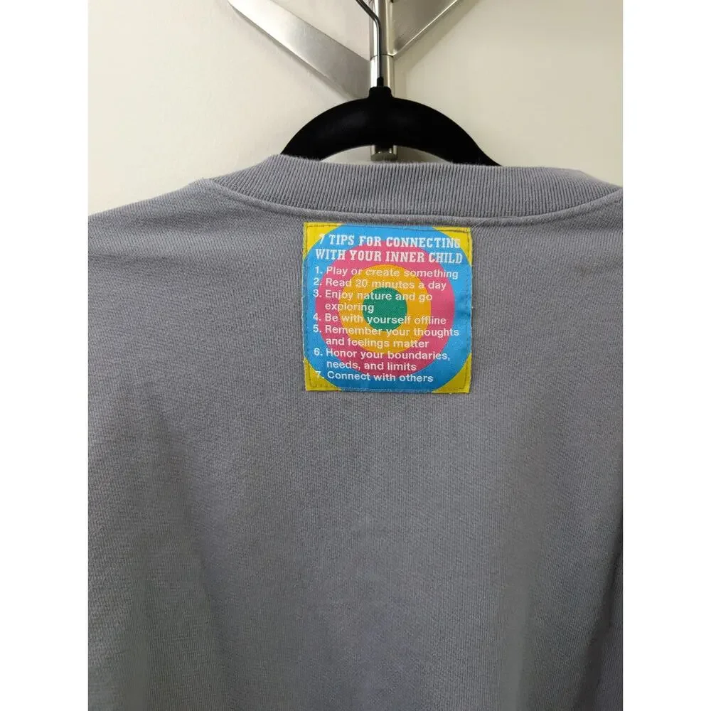 Lonely Ghost Elementary XL Grey Pullover Sweatshirt Rainbow